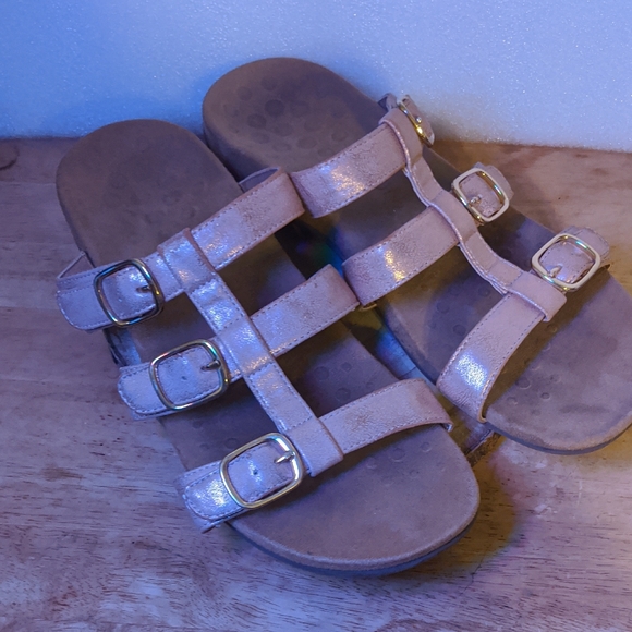 Vionic Pink Metallic Sandals Size 10 - Picture 1 of 7